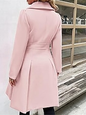 billiga Kappor och trenchcoats-Dam Vinterkappa Utomhus Gata Dagliga kläder Höst Vinter Lång Täcka Normal Håller värmen Andningsfunktion Stylish Ledigt Jacka Långärmad Slät Med fickor Rodnande Rosa Marinblå Kamel