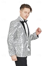 levne Topy-Retro 80. léta Lesklá metalíza Smoking Obleky a blejzry Disko Flitry Úzký střih Pánské Karnevalový kostým Vánoce předvečer Všech svatých Karneval Pride Parade Měsíc hrdosti Dospělé Kabát