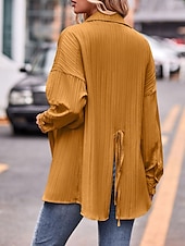 abordables Hauts de Travail pour Femmes-Veste décontractée Femme Extérieur Plein Air Usage quotidien mode Décontractées Surdimensionné Normal Manteau Jaune Vert Eté Printemps Automne Boutonnage Simple Col rabattu Standard S M L XL 2XL