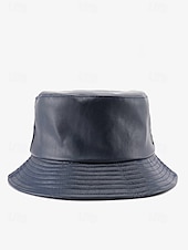 cheap Women&#039;s Hats-Women&#039;s Faux Leather Bucket Hat – Stylish and Versatile, Available in Multiple Colors for a Trendy Look