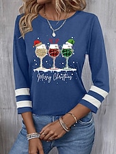economico Magliette di Natale-maglione da donna per le feste con scollo a V e motivo a luci, manica lunga, casual, vestibilità comoda, abbigliamento invernale per le feste, maglione lavorato a maglia, nero, multicolore, taglie