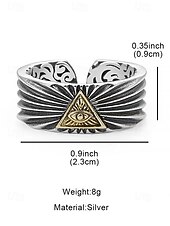 economico Gioielli da uomo-anello vintage regolabile da uomo - design occhio della provvidenza, perfetto per stili gotici e boho