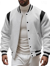 cheap Men&#039;s Jackets &amp; Coats-Men&#039;s Lightweight Jacket Casual Jacket Varsity Jacket Daily Vacation Wearproof Pocket Spring &amp;  Fall Color Block Fashion Classic Stand Collar Regular Dark Gray Black Red Navy Blue Light Grey Jacket
