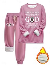 abordables Survêtements pour femmes-Ensembles de pantalons de jogging en sweat en polaire pour femmes en 2 pièces longues manches col rond lettre cordelette imprimés décontracté rose foncé bleu gris automne coupe régulière