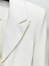 preiswerte Bodenlänge-Schwarz Weiß Blazer A-Linie Abendkleid Vintage Smoking Kleid Formal Hochzeit Bodenlänge Lange Ärmel Hemdkragen mit Strass Glitzer 2025