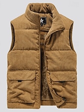economico Capispalla Elite da Uomo-Per uomo Gilet in pile Gilet da esterno Gilet Punk Attivo Autunno Inverno Poliestere Tinta unica Dolcevita Nero Marrone chiaro Verde militare Gilet