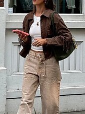 preiswerte Freizeitjacken-Damen Freizeitjacke Outdoor Strasse Freizeitskleidung Herbst Kurz Mantel Regular Fit warm Atmungsaktiv Stilvoll Brautkleider schlicht Jacken Langarm Glatt Quaste Mit Taschen Braun