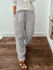 abordables Pantalon droit-Femme Joggings Chino Mode Vêtement de rue Toute la longueur Taille Basse Plein Poche Ceinture élastique Confortable Doux Non Elastique Extérieur Plein Air Bleu œuf de mer Gris Kaki Printemps &amp; Automne