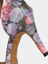 abordables Chaussures de danses latines-chaussures de danse latine à imprimé floral pour femmes - talons à bout ouvert avec design à lanières pour les spectacles de salon, de salsa et de tango