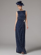 preiswerte Mit Jacke-Zweiteiliges Etuikleid Anzug Brautmutter Kleid Elegantes Funkeln  Glanz Juwel Hals Bodenlang Chiffon Lange Ärmel mit Knöpfen