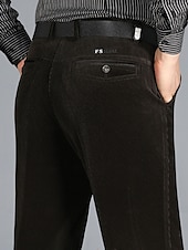 cheap Slim-Men&#039;s Dress Pants Winter Pants Trousers Slacks Suit Pants Pocket Plain Comfort Breathable Outdoor Daily Going out Fashion Casual Black Wine