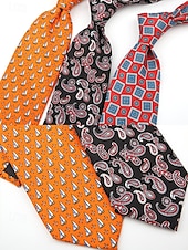 baratos Gravatas masculinas e gravatas borboleta-gravatas masculinas de seda sintética com padrão retrô - gravatas vintage com estampa floral e geométrica para uso formal e empresarial