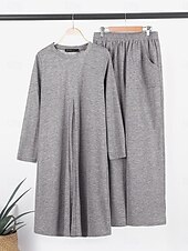 preiswerte Blusenanzüge für Damen-Damen T Shirt Chinesisch Chino Langarm Feste Farbe Schwarz Khaki Grau Frühling Regular Fit