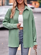 abordables Hauts de Travail pour Femmes-Veste décontractée Femme Extérieur Plein Air Usage quotidien mode Décontractées Surdimensionné Normal Manteau Jaune Vert Eté Printemps Automne Boutonnage Simple Col rabattu Standard S M L XL 2XL