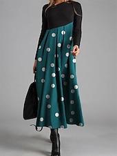 abordables Robe pull-robe décontractée pour femme imprimé graphique col en V robe maxi élégante décontractée fête rendez-vous manches longues automne hiver