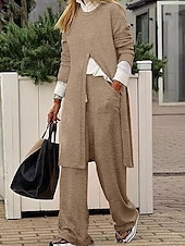 preiswerte Blusenanzüge für Damen-Damen T Shirt Chinesisch Chino Langarm Feste Farbe Schwarz Khaki Grau Frühling Regular Fit