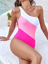 abordables Maillots une pièce-Femme Maillots de Bain Une pièce Maillot de bain Elégant Mode Bloc de couleur Sans Manches Maillots de bain