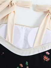 billige Onepiece badedrakter-Dame Badetøy Ett stykke 2 stk Badedrakt Åpen rygg Midjekontroll Høy Midje Tynn Ferie Strand Klær Blomstret Ermeløs Badedrakter