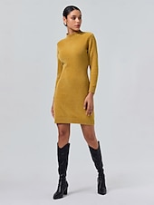 abordables Vestidos de suéter-Vestido estilo suéter midi de chenilla urbana y corte limpio