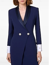 abordables Longueur du plancher-Robe Veste A-Line Robe de Soirée Robe Vintage Robe Tuxedo Formelle Mariage Longueur Sol Manches Longues Col Camisa avec Fente 2025