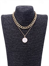 billiga Kvinnors halsband-elegant lagerhalsband med guldkedja - runt hänge &amp; chunky choker för kvinnor, perfekt för formella evenemang och fester