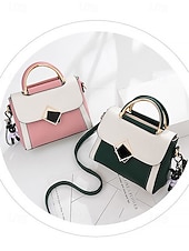 Недорогие Сумки с ручками сверху и шопперы-женская двухцветная сумка с золотой ручкой и ремнем через плечо | элегантная и стильная небольшая сумка через плечо для повседневного использования