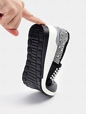 billige Sneakers til kvinner-rhinestone slip-on plattformsneakers for kvinner – stilige fritidssko med piggpynt og komfortabel kilehæl
