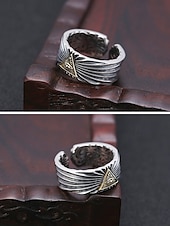 economico Gioielli da uomo-anello vintage regolabile da uomo - design occhio della provvidenza, perfetto per stili gotici e boho