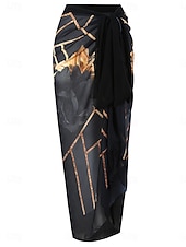 billiga One-piece-baddräkter-Dam Badkläder En bit Monokini Kjol Baddräkt Öppen rygg Magkontroll Hög midja Smal Semester Standkläder Blommig Halterneck Ärmlös Baddräkter