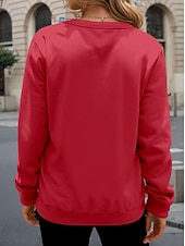 cheap Animals Tops-Women&#039;s Sweatshirt Casual Dog Street Dailywear Crew Neck Print Long Sleeve Red Fall Winter