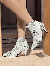 abordables Bottines-bottines à imprimé floral vintage pour femmes avec bout pointu et talon aiguille | bottines élégantes à talons hauts pour événements formels et fêtes