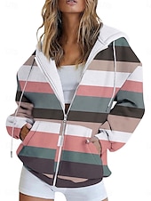 abordables veste à capuche-Veste à capuche Femme Extérieur Plein Air Usage quotidien mode Décontractées Avec poches Full Zip Imprimer Normal Manteau Rose Claire Vin Rouge Automne Hiver fermeture Éclair Sweat à capuche Standard