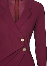 cheap Work Dresses-Women&#039;s Casual Dress Mini Dress Patchwork Buttons Casual Formal V Neck Long Sleeve Black Wine Gray Color
