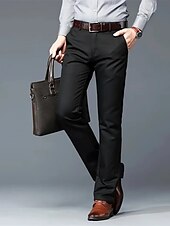 cheap Slim-Men&#039;s Dress Pants Trousers Chinos Buttons Pocket Solid Colored Comfort Formal Party Work Fashion Classic Style Black White Micro-elastic