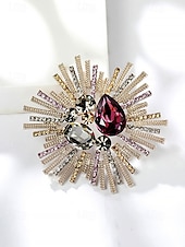 billiga Halsdukar för kvinnor-sunburst-brosch i vintagestil för kvinnor med rosa och kristalliserade ädelstenar – elegant statement-nål för högtidlig klädsel