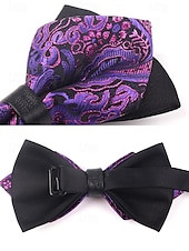 baratos Gravatas masculinas e gravatas borboleta-gravata borboleta masculina com padrão floral – elegantes gravatas borboleta jacquard em vermelho, dourado, azul e preto, perfeitas para eventos formais e casamentos