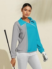 billiga Sweatshirt &amp;amp; Ytterkläder-Dam Pullover-tröja Svart Blå Rosenröd Långärmad Håller värmen Överdelar Färgblock Höst Vinter Golfkläder för damer Kläder Outfits Bär kläder