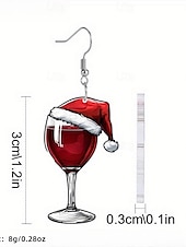 cheap Women&#039;s Earring-Christmas Wine Glass Earrings | Festive Santa Hat Design | Holiday Party Jewelry for Women
