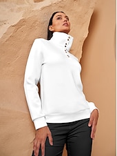 billiga Kvinnors golfkläder-Dam Pullover-tröja Svart Vit Rosa Långärmad Överdelar Golfkläder för damer Kläder Outfits Bär kläder