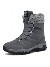baratos Botas de neve e inverno-botas de caminhada de inverno femininas à prova d&#039;água - botas de neve com cadarço e isolamento com gola de pele sintética para aventuras ao ar livre