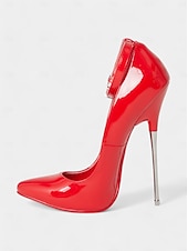 economico Tacchi a Spillo-tacchi a spillo in vernice rossa da donna con cinturino alla caviglia - sexy ed eleganti, perfetti per le uscite serali o per eventi formali