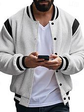 cheap Men&#039;s Jackets &amp; Coats-Men&#039;s Lightweight Jacket Casual Jacket Varsity Jacket Daily Vacation Wearproof Pocket Spring &amp;  Fall Color Block Fashion Classic Stand Collar Regular Dark Gray Black Red Navy Blue Light Grey Jacket