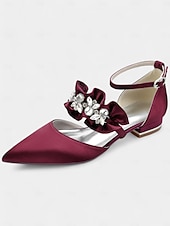 economico Semi-formale-ballerine da donna in raso nero con punta affilata e decorazioni floreali in strass – scarpe eleganti per matrimoni ed eventi formali