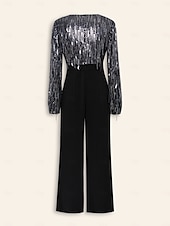 economico Jumpsuits-tuta a gamba larga con frange di paillettes