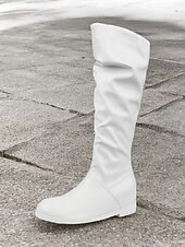 abordables Bottes souples-bottes hautes en similicuir noir pour femmes – bottes plates élégantes et confortables pour un usage quotidien et des sorties décontractées