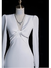 preiswerte Hochzeitskleider-Hochzeitskleider Meerjungfrau  Trompete V-Ausschnitt Langarm Hofzug Taffeta Brautkleider Mit Raffung