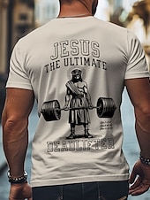 お買い得  メンズ3DＴシャツ-男性用 イエス 信仰 Tシャツ 半袖 Tシャツ 3Dプリント クルーネック シャツ ファッション アスレイジャー ストリート スポーツ・アウトドア 日常 ブラック ホワイト ベージュ 夏 春 衣類 S M L XL XXL XXXL