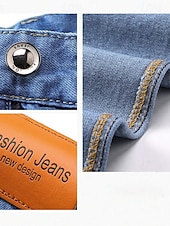 cheap Men&#039;s Elite Pants-Men&#039;s 100% Cotton Jeans Solid Color Full Length Outdoor Casual Daily Vintage Fashion Blue Light Blue Micro-elastic