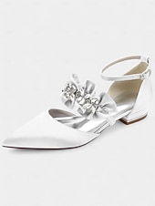 economico Semi-formale-ballerine da donna in raso nero con punta affilata e decorazioni floreali in strass – scarpe eleganti per matrimoni ed eventi formali