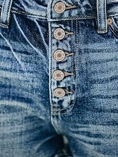 halpa Denim shortsit-Naisten Normaali Farkut Rento arki Lyhyt Korka vyötärö Yhtenäinen väri Tilkkutäkki Mukava Hengitettävyys Pehmeä Mikrojoustava ulko- Katu Sininen Kesä Normaali